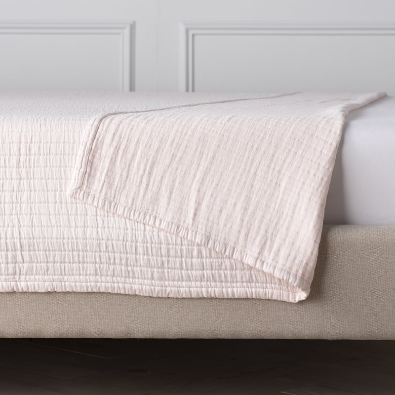 Boyfriend Matelasse Coverlet, Slipper Pink, King Coverlet