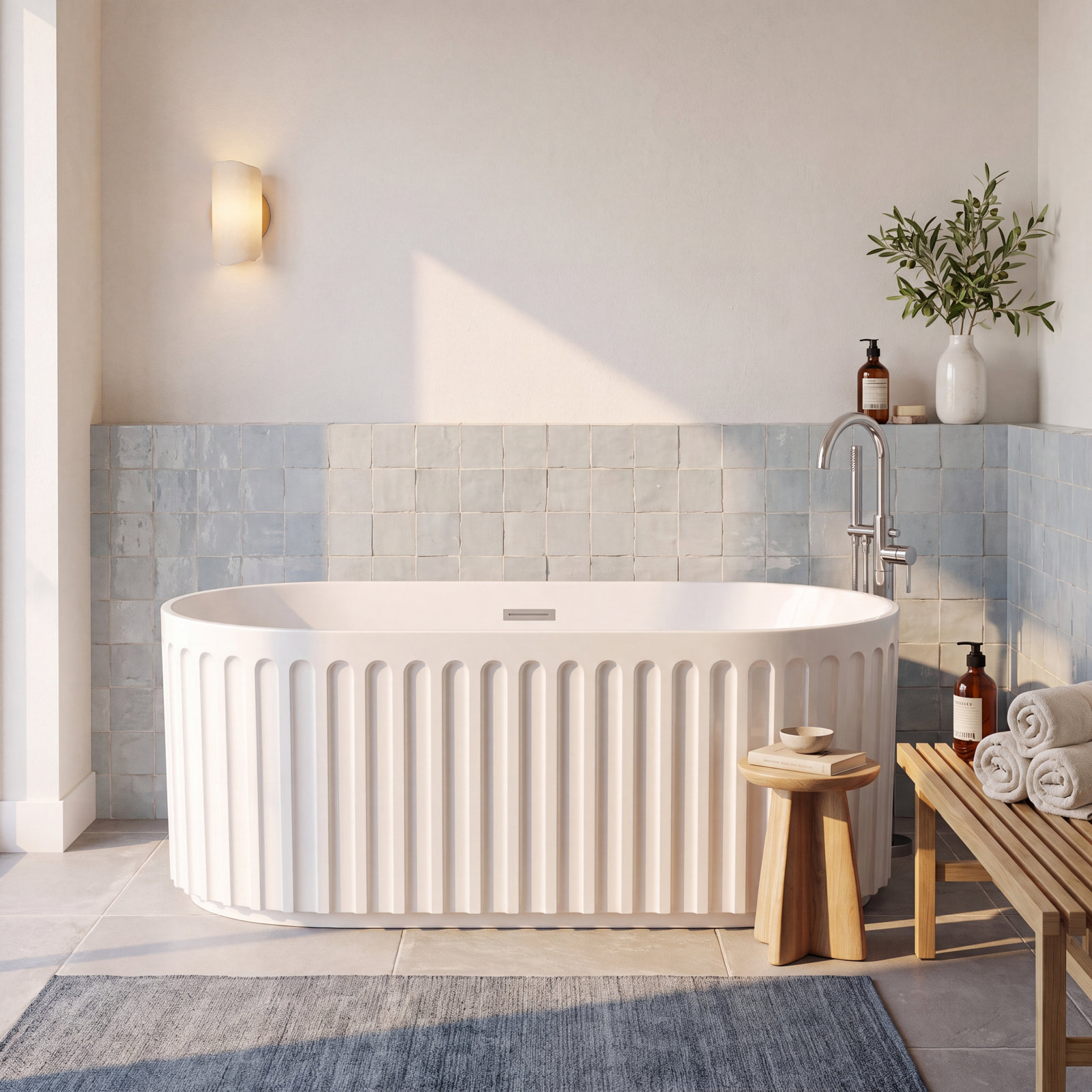 59" Freestanding Soaking Acrylic Bathtub