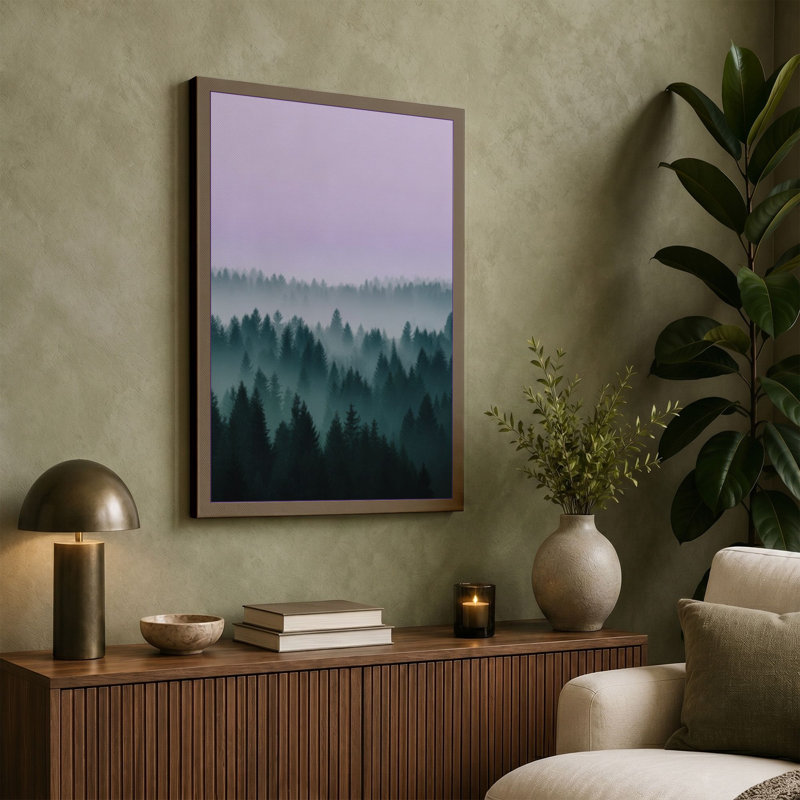 Quiet Northern Forest Scandinavian - Wrapped Canvas, 24x16 - 61.0 x 40.6 cm, Cream Border