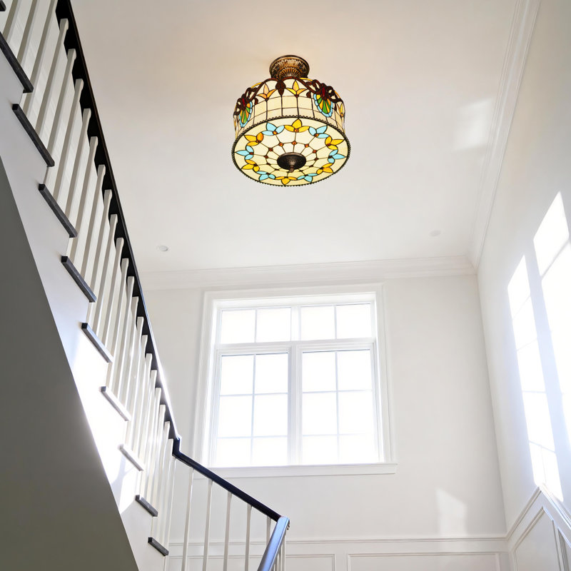 Luminaire suspendu 5 lumières en verre coloré inversé