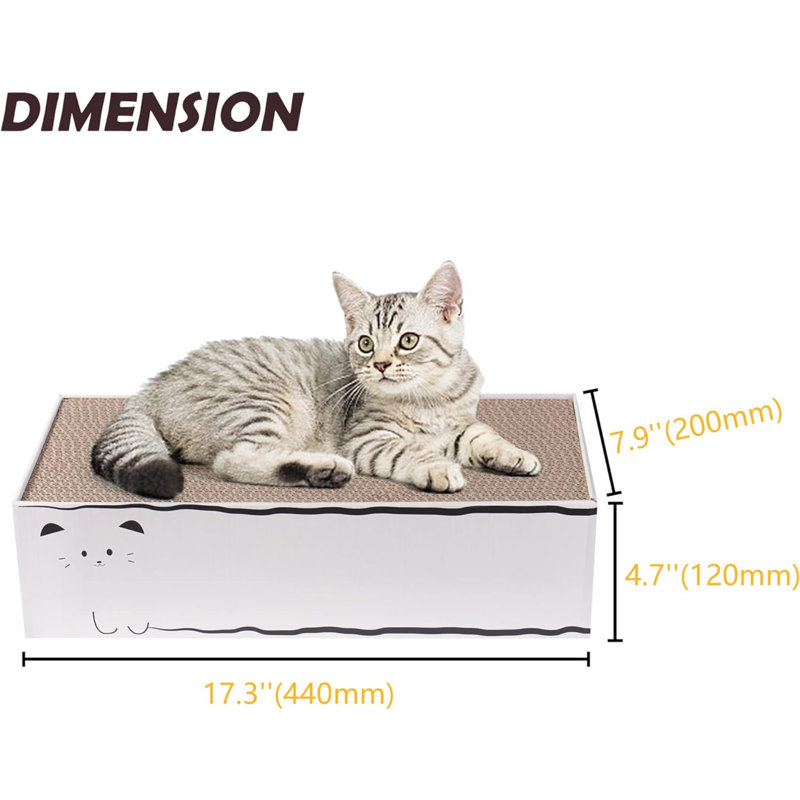 Cat Scratcher, 17.3"L X 7.9"W X 4.7"H, Reversible Design For Double Service Life