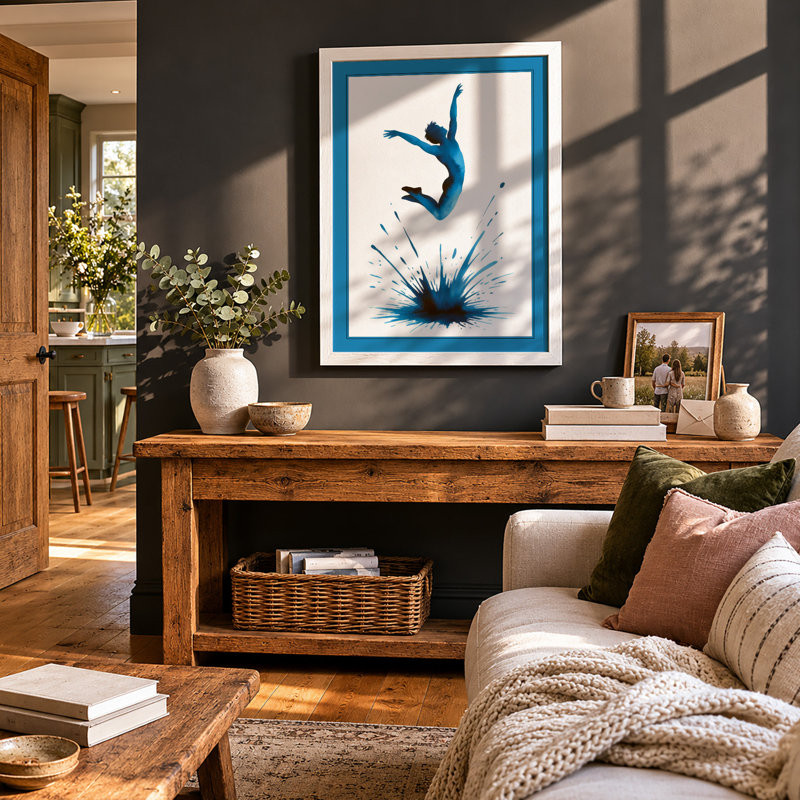 Leap Into Blue Modern - Print, A3 - 42.0 x 29.7 cm, White