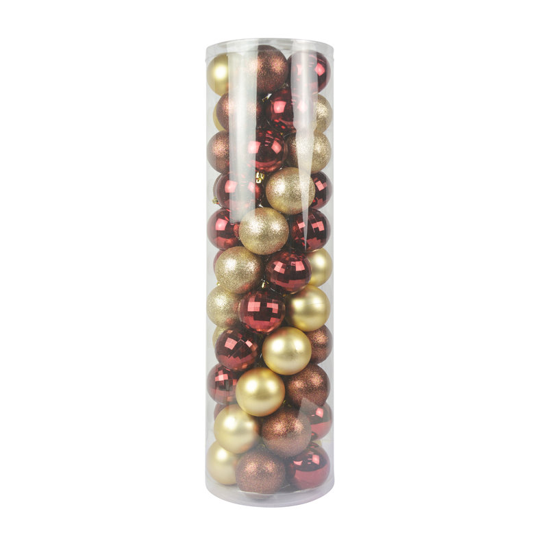 Ensemble de 55 boules tubulaires, Rouge / doré
