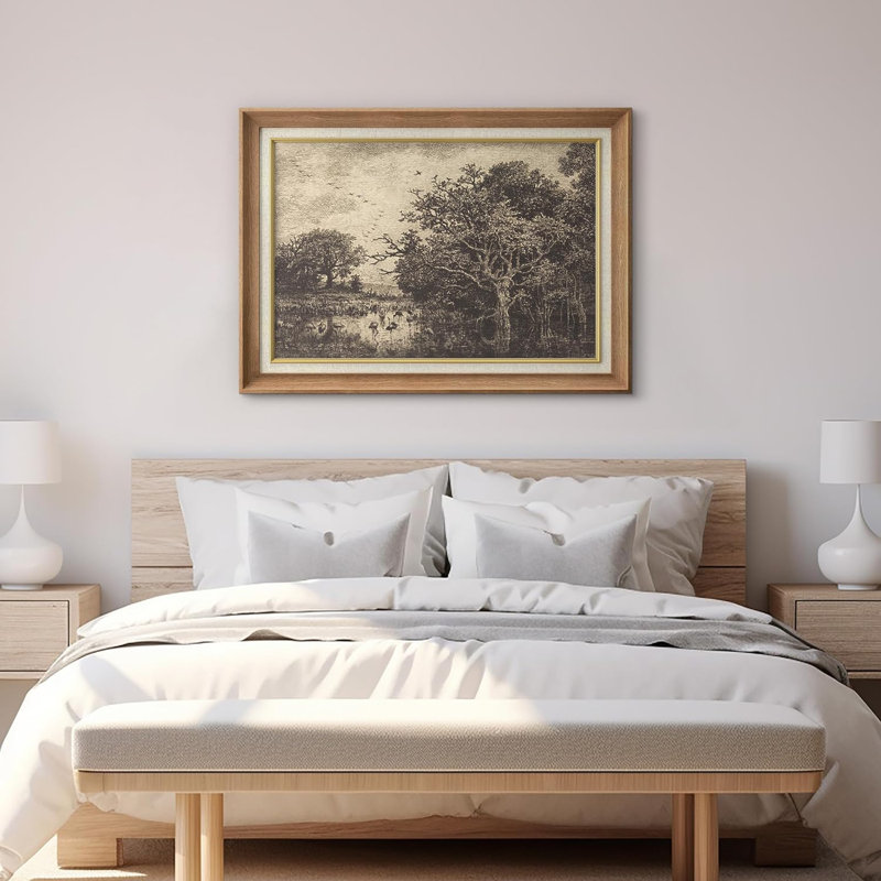 Oie - peinture sur toile encadrée, Naturel