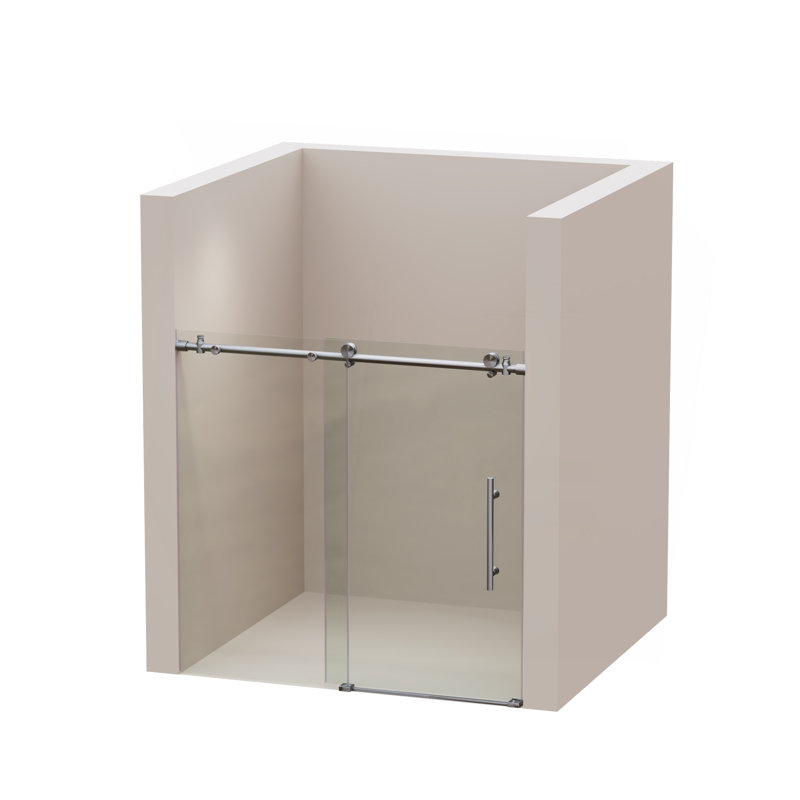 Porte de baignoire coulissante sans cadre 56-60 "X 60" H, Argent argent