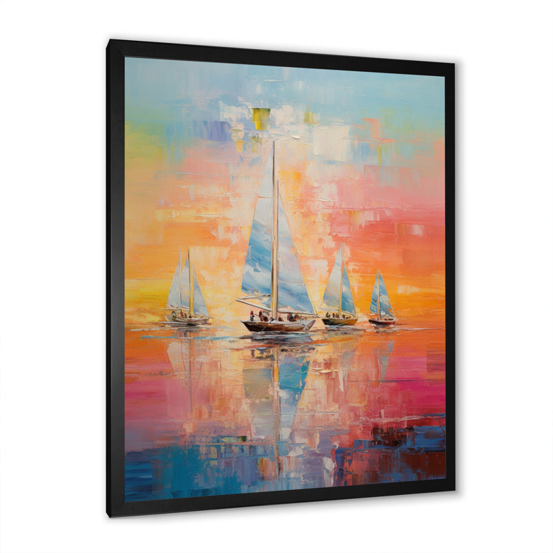 Voilier à voile - reproduction sur toile, Cadre photo noir, H 20 po x l 12 po x P 1 po