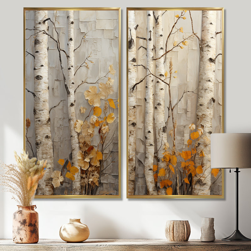 Allman - art mural grand arbre, H 40 po x l 40 po, Reproduction encadrée sans passe-partout, Doré