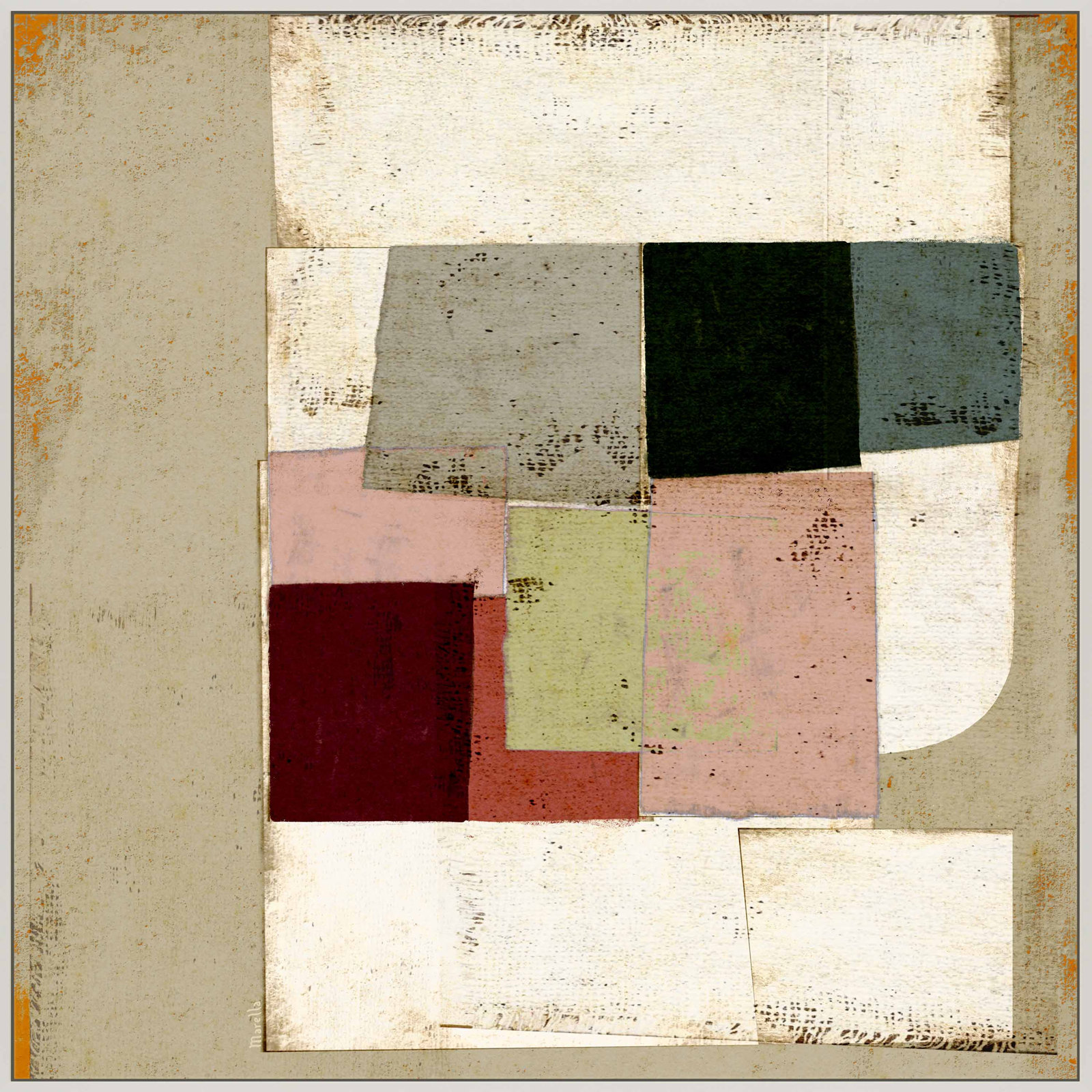 Patchwork 1 by Marco Marella for Studio M - Framed Wall Art, 24" H x 24" W, Canvas, White