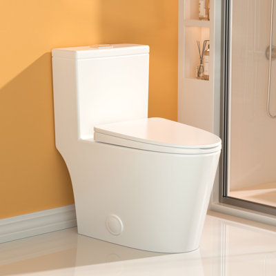 Toilette moderne une pièce avec siège confortable Casta Diva®, hauteur de 0,9 / 1,28 gallon par chasse, bol allongé puissant, siège à fermeture lente