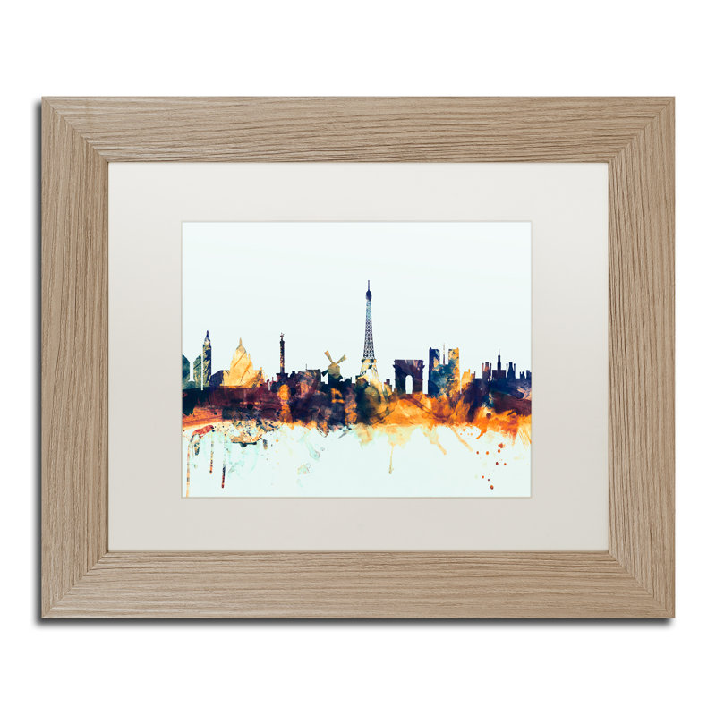 « paris france horizon blue », impression encadrée, H 11 po x l 14 po x P 0,5 po, Cadre noir