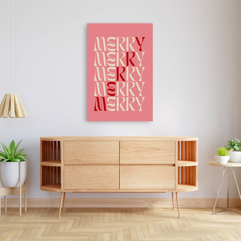 Festive Merry, typographie abstraite, impression d'art mural contemporain, H 48 po x l 32 po