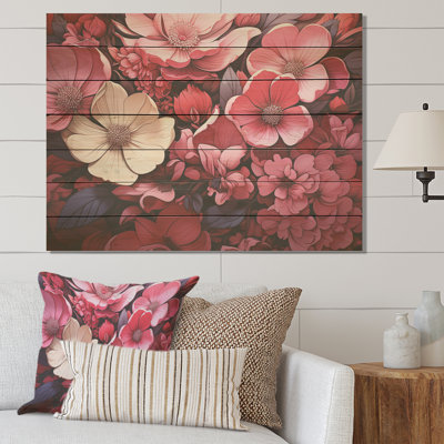 Pink Twilight Poppies Glow Collage - Poppies On Wood Print