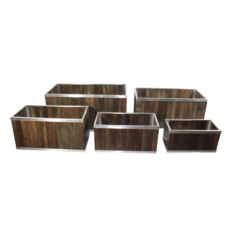 Boîte à fleurs rectangulaire eucalyptus, Marron foncé, H 16 po x l 16 po x P 32 po