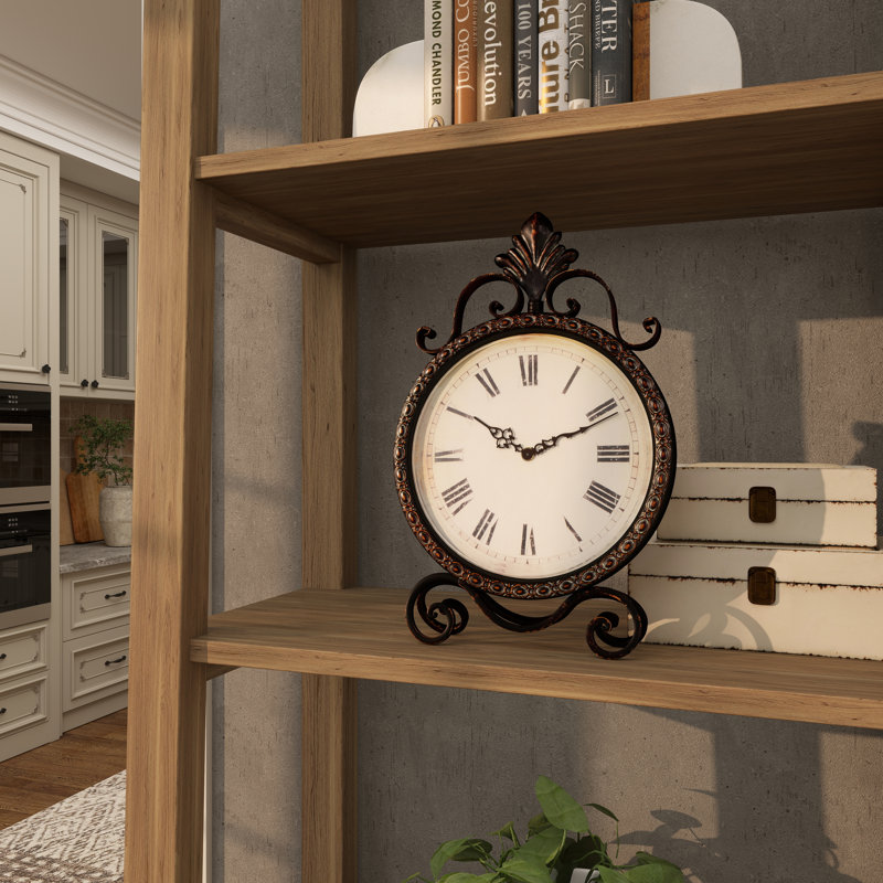 Rustic Roman Numeral Quartz Movement / Crystal Tabletop Clock in