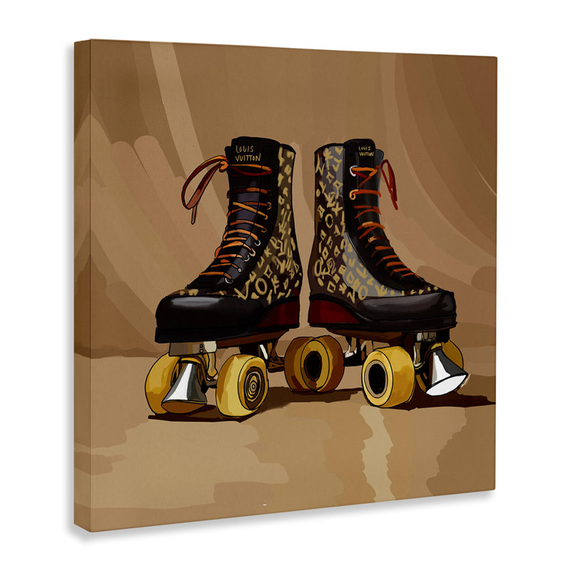 "Brown Roller Skates", art mural par Amelia Noyes, H 17 po x l 17 po