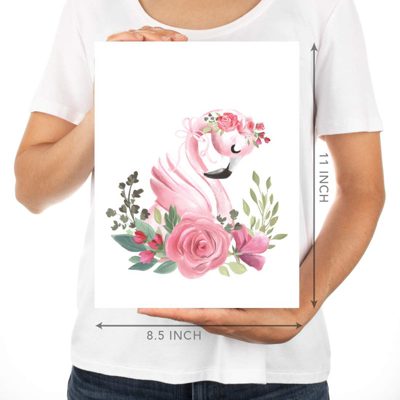 Delacerda «Be Kind, Be Graceful, Be Présent», ballerine florale, flamant rose, ensemble de 6 impressions sur papier