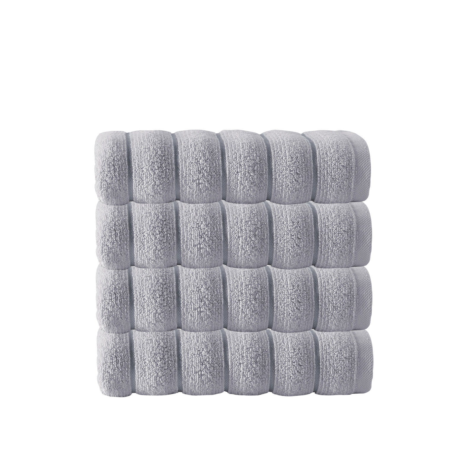 Rachel Turkish Cotton Ribbed Hand Towels, Silver