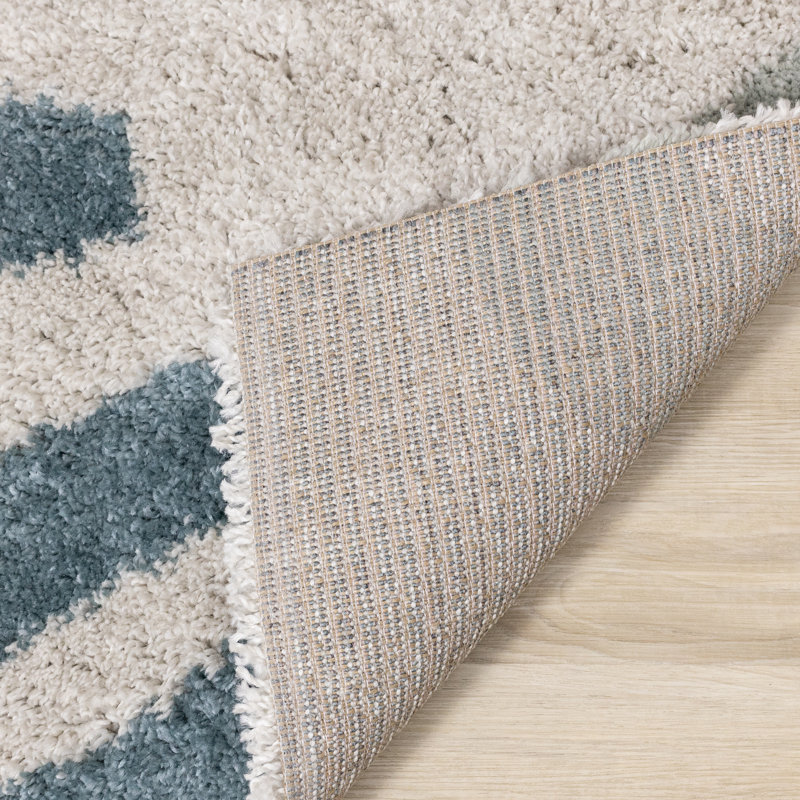 Tapis abstrait crème / sarcelle Jenna, Rectangle 3 pi 11 po x 5 pi 6 po
