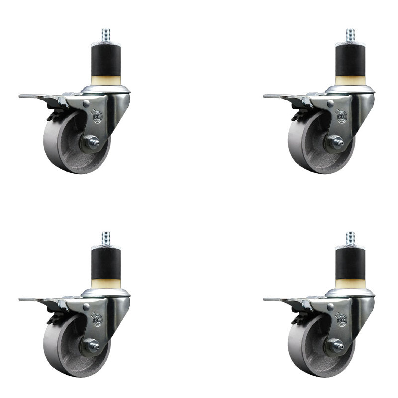 Ensemble de roulettes semi-pivotantes à tige 1-7 / 8 pouces