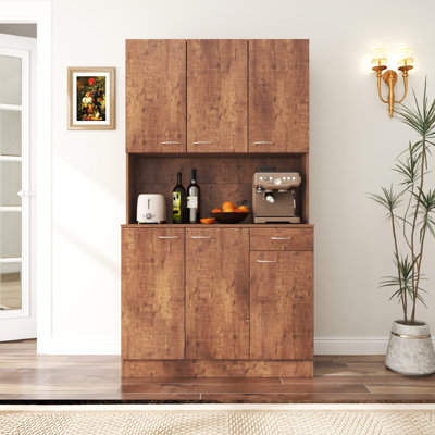 70,87 pouces de hauteur avec 6 portes, armoire de rangement en panneau de fibres à densité moyenne avec tiroir et tablette ouverte, placard de chambre à coucher pour maison moderne