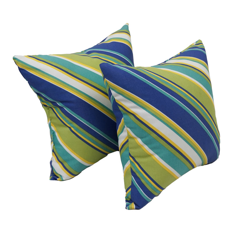Outdoor Cushion Collection Indoor/Outdoor Striped Throw Pillow, Browning Sunblue