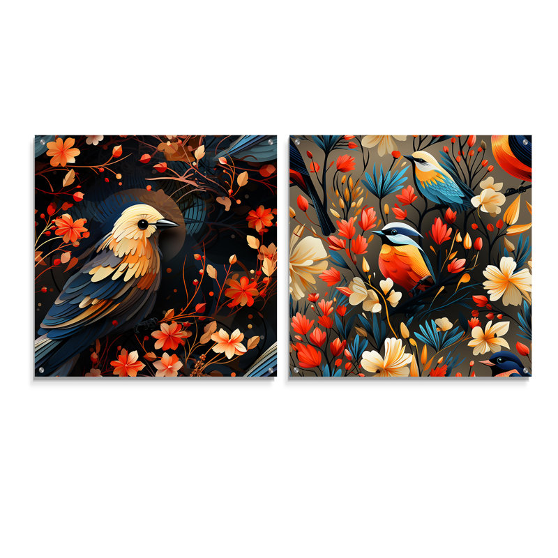Peery - ensemble de 2 art mural en verre acrylique, H 16 po x l 33 po