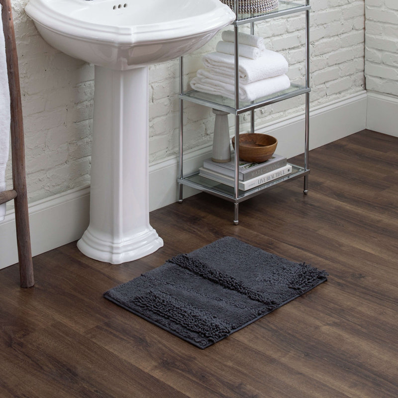 Tapis de bain lavable à la machine antidérapant Laverne, L 17 po x L 24 po, Gris anthracite