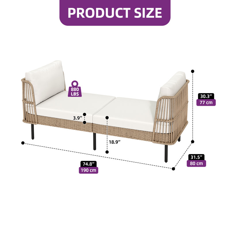 Chaise longue d'extérieur en osier 