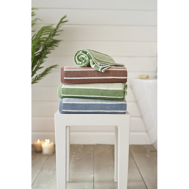 Madison Hand Towel, Green Striped, Bath Sheet - 1 Pack