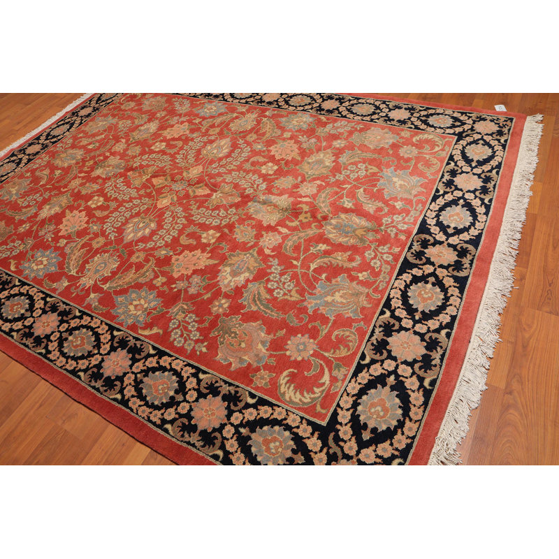 Tapis en laine orange/noir 7 pi 10 po x 10 pi 4 po one-of-kind à la main noué la Ellerbee