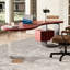 Bureau 2 tiroirs rouge + noir + bois franc incurvé + acier Barenia + acier + acrylique-1954360287-1954360273