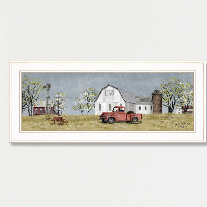 «Spring on the Farm», art mural encadré pour le salon, impression murale par Billy Jacobs, H 15 po x l 39 po x P 1 po, Blanc