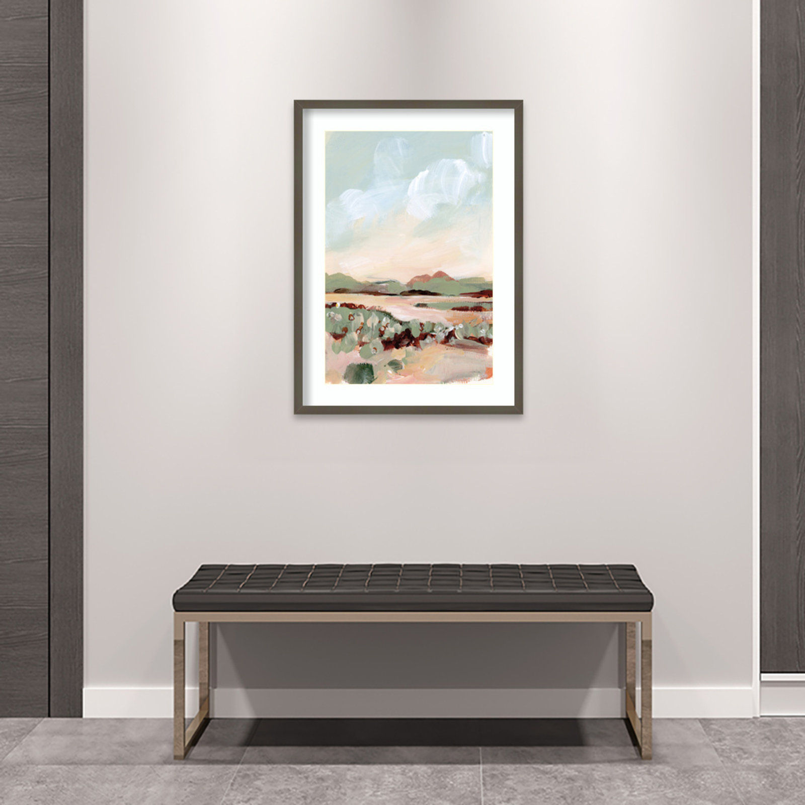 Chamois "Autumn Meadow" Print, 33" H x 24" W x 1" D, Gray