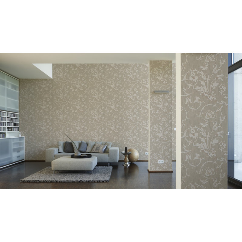 Tessuto 10.05m x 53cm Wallpaper, Beige and cream