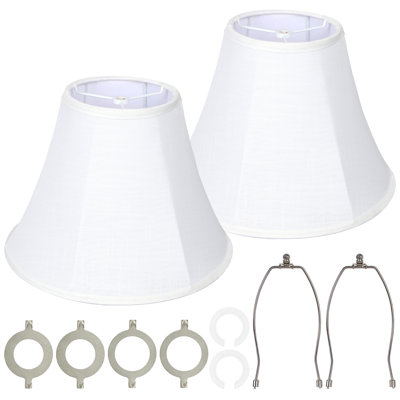 Bell Lamp Shades Set Of 2, 6"Top X 13"Bottom X 10"High, Shade Replacement For Table Lamps, Floor Lamps, Fabric Natural Linen Hand Crafted(Spider Fitter), Harp Holders Included, Assembly Required