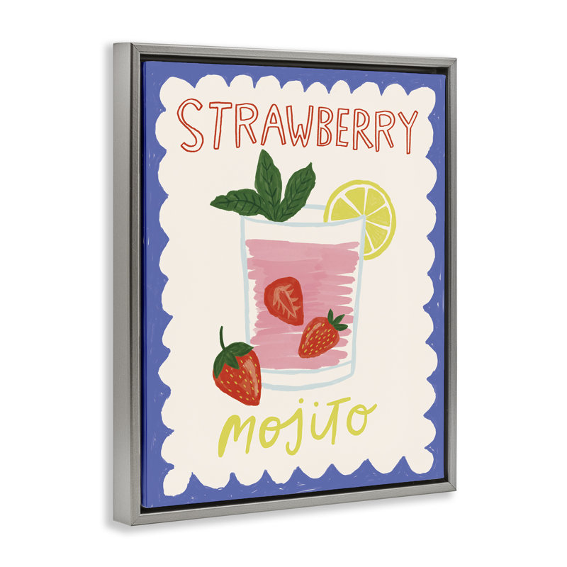 «Strawberry Mojito Drink», art mural par Lisa Barlow, H 31 po x l 25 po, Cadre flottant gris lustré