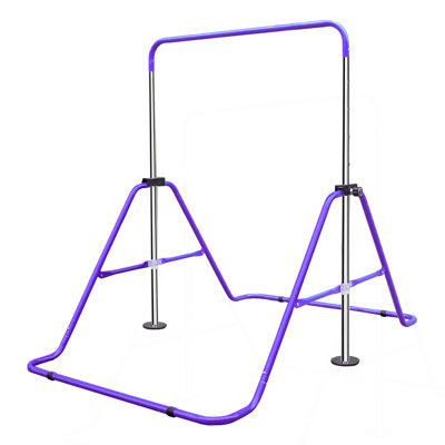 Expandable Gymnastics Bar For Kids - Height Adjustable Junior Training Bar For Home, Folding Gymnastic Horizontal Bars Equipment Purple