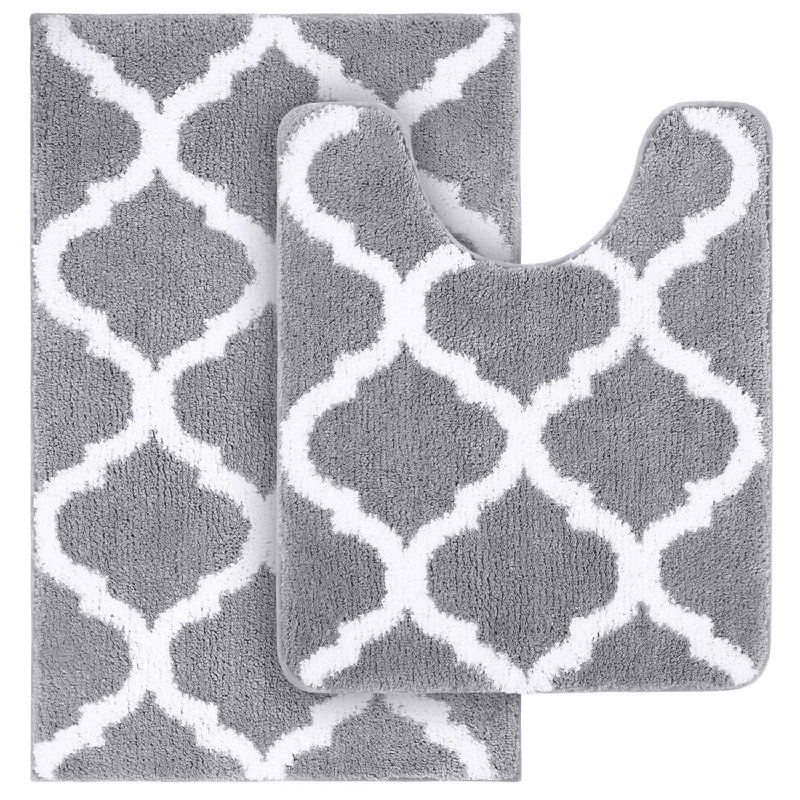 Tapis pour salle de bain en microfibre Charlana, L 20 po x L 30 po et l 20 po x L 24 po, Gris