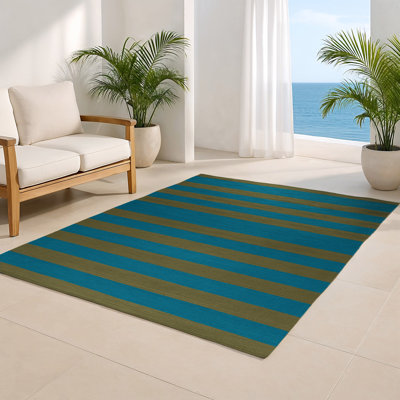HorizontalStripes Blue Indoor and Outdoor Area Rug