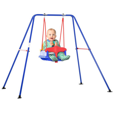 Ensemble de balançoire pour bébé pour la cour intérieure / extérieure, structure en métal solide avec harnais de siège de bébé pour enfant de 6 à 36 mois