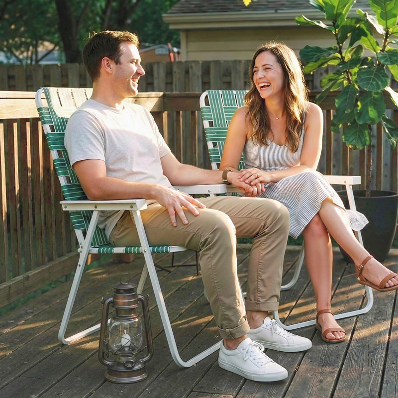 Ensemble de 2 chaises de patio pliantes, ensemble de chaises portatives classiques, vert