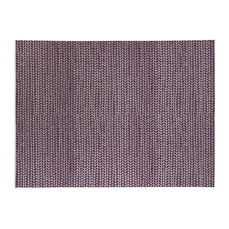 Tapis de cuisine Chevron Feather, Aubergine, Rectangle 5 pi x 7 pi
