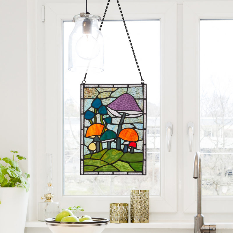 Panneau de vitrail en verre coloré 11,5 po H Tiffany