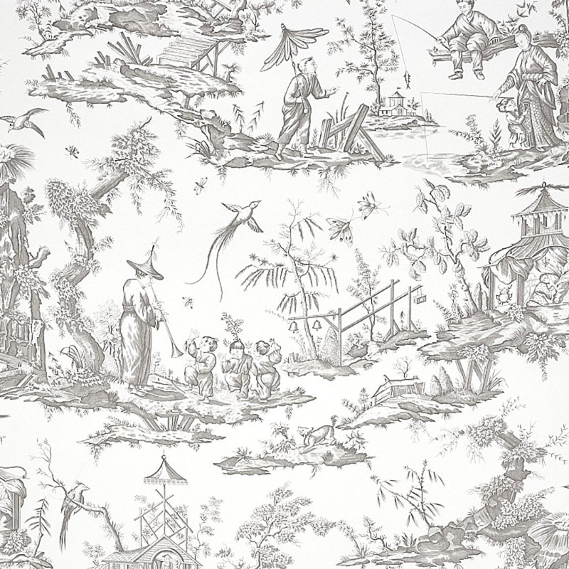 Shengyou Toile Wallpaper, Gray
