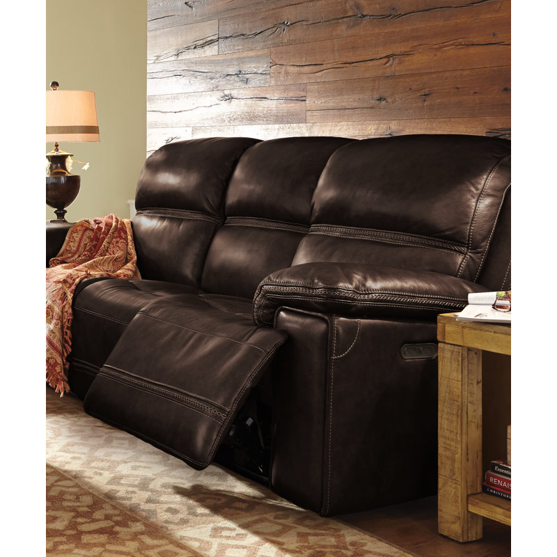 Fenwick Power Reclining Sofa With Power Headrests, Black