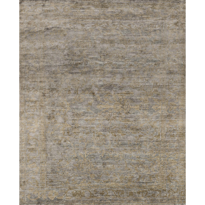 Hand Knotted Oriental Area Rug in Gray, Rectangle 2' x 3'