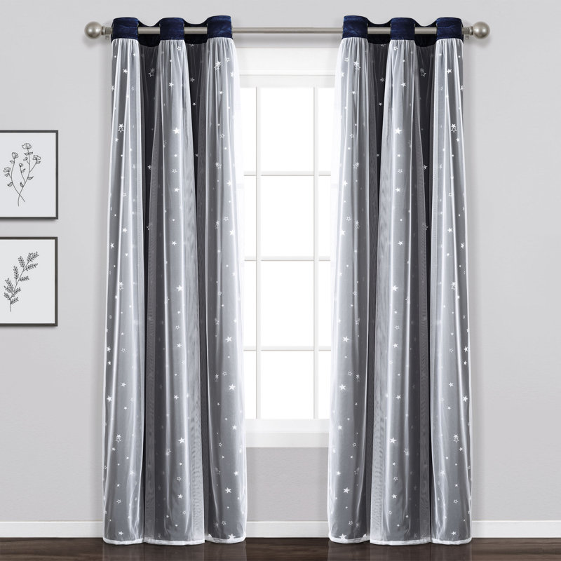 Curtain Pair, Navy, 38" W x 84" L