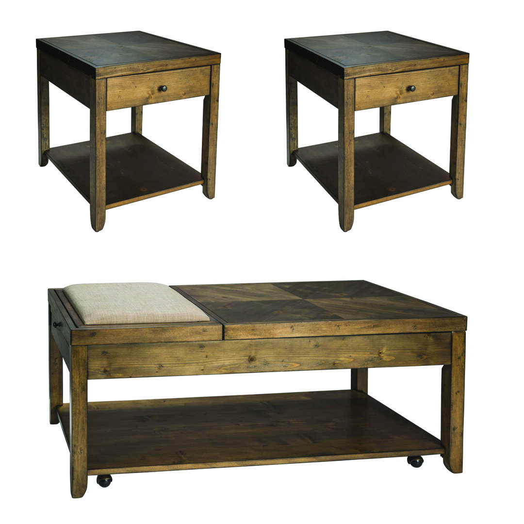 Bleckley Cocktail Table Set w/ Two End Tables Three Posts™