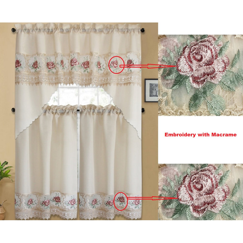 Maxus Floral Ruffled Kitchen Curtain