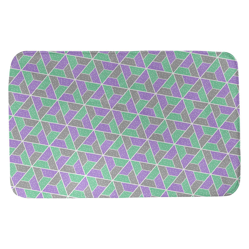 Tapis pour salle de bain katelyn elizabeth trapézoïdals, l 17 po x L 24 po, Vert / Mauve / Gris